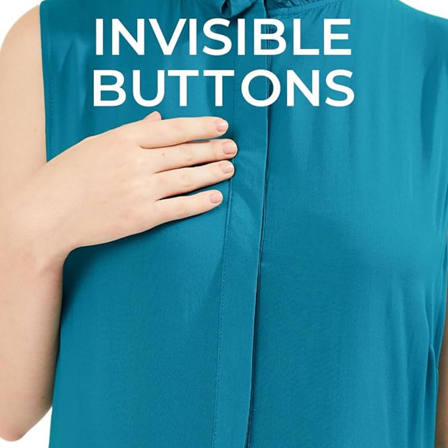 SANDY & SID Women Shirt Dress Sleeveless Hidden Button Closure Ruffle Collar Loose Fit Ankle Length Casual Summer Fall Outfit Azure