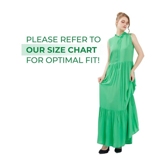 SANDY & SID Women Shirt Dress Sleeveless Hidden Button Closure Ruffle Collar Loose Fit Ankle Length Casual Summer Fall Outfit Green Mint