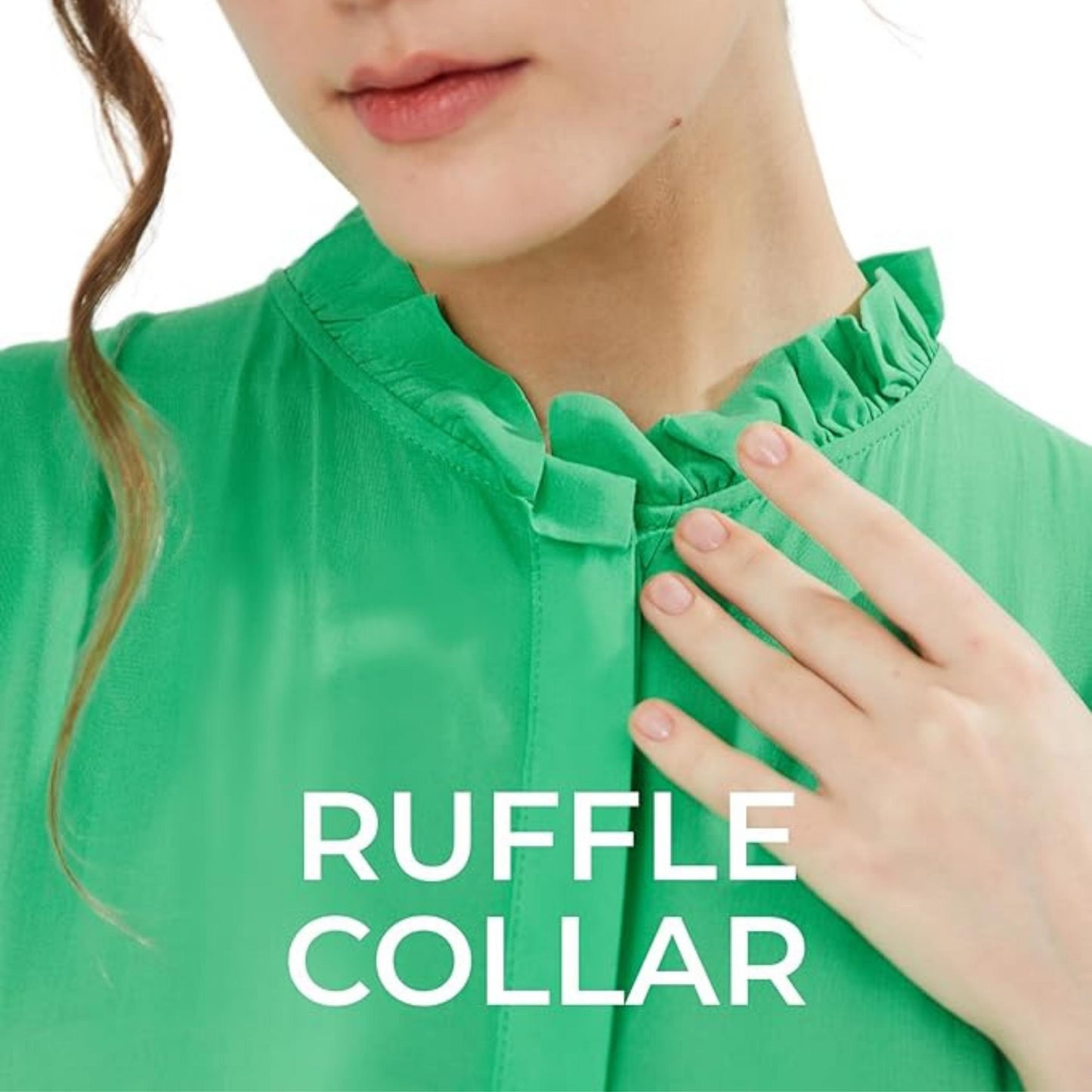 SANDY & SID Women Shirt Dress Sleeveless Hidden Button Closure Ruffle Collar Loose Fit Ankle Length Casual Summer Fall Outfit Green Mint
