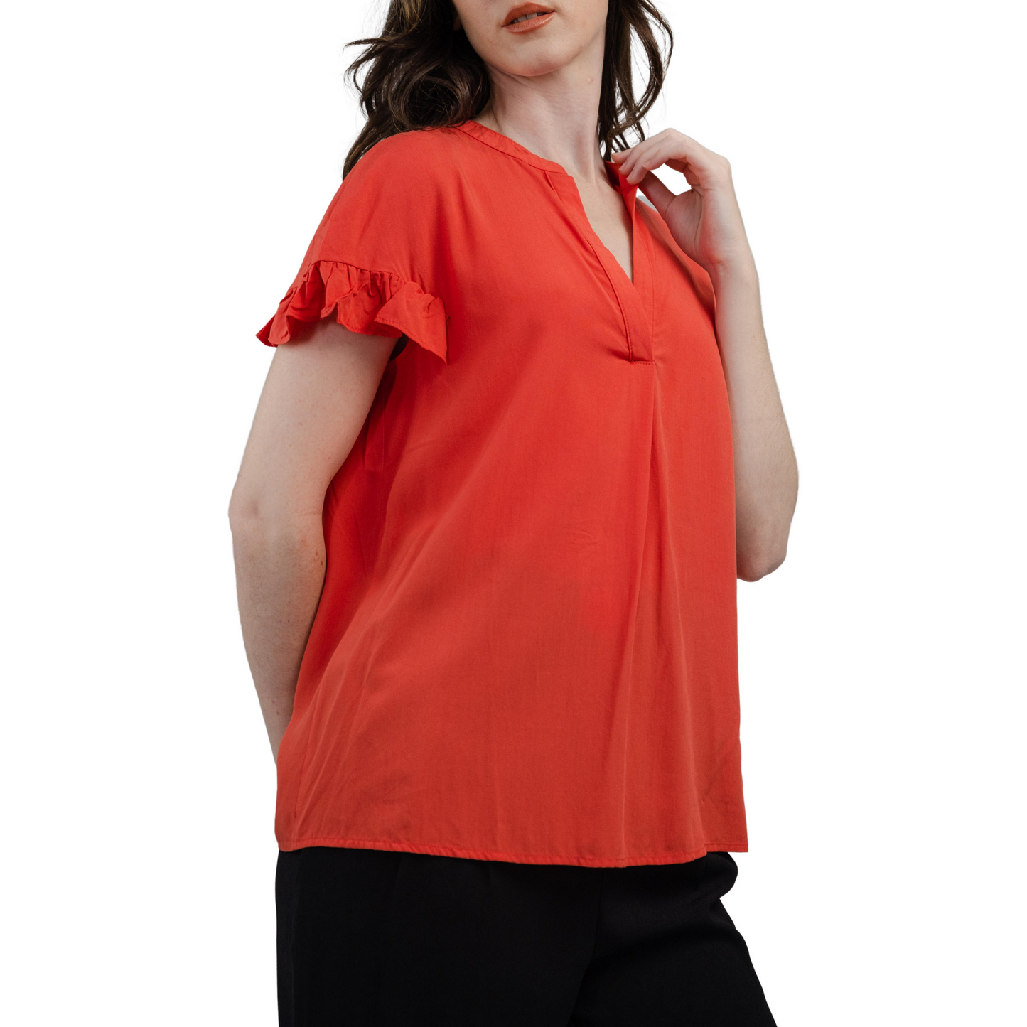 Women's V-Neck Ruffle Elegant Short Sleeve Blouses For Office Business Casual