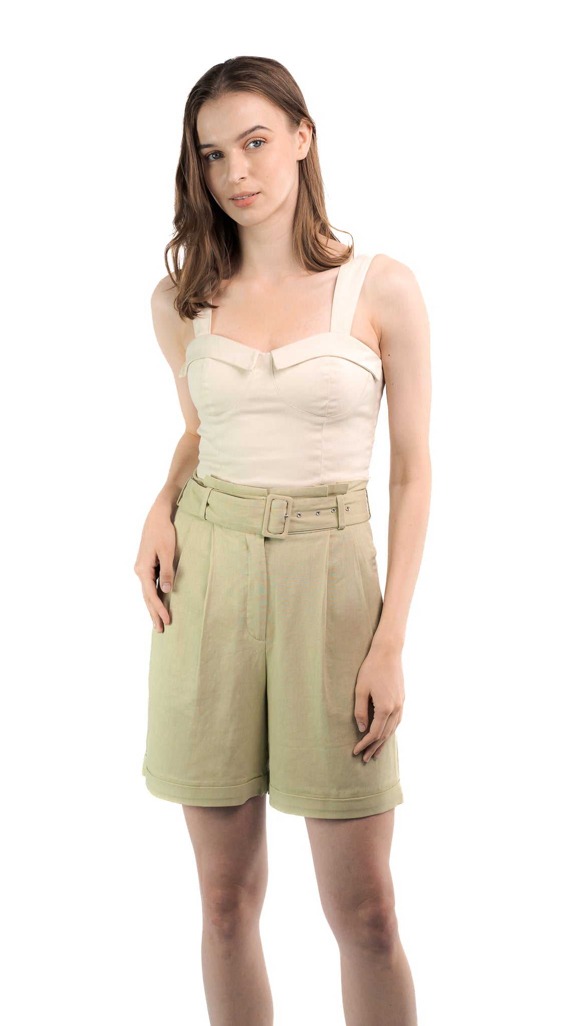 Women's Shorts Summer Casual Dressy Short with Belt and Pockets, Linen Blend