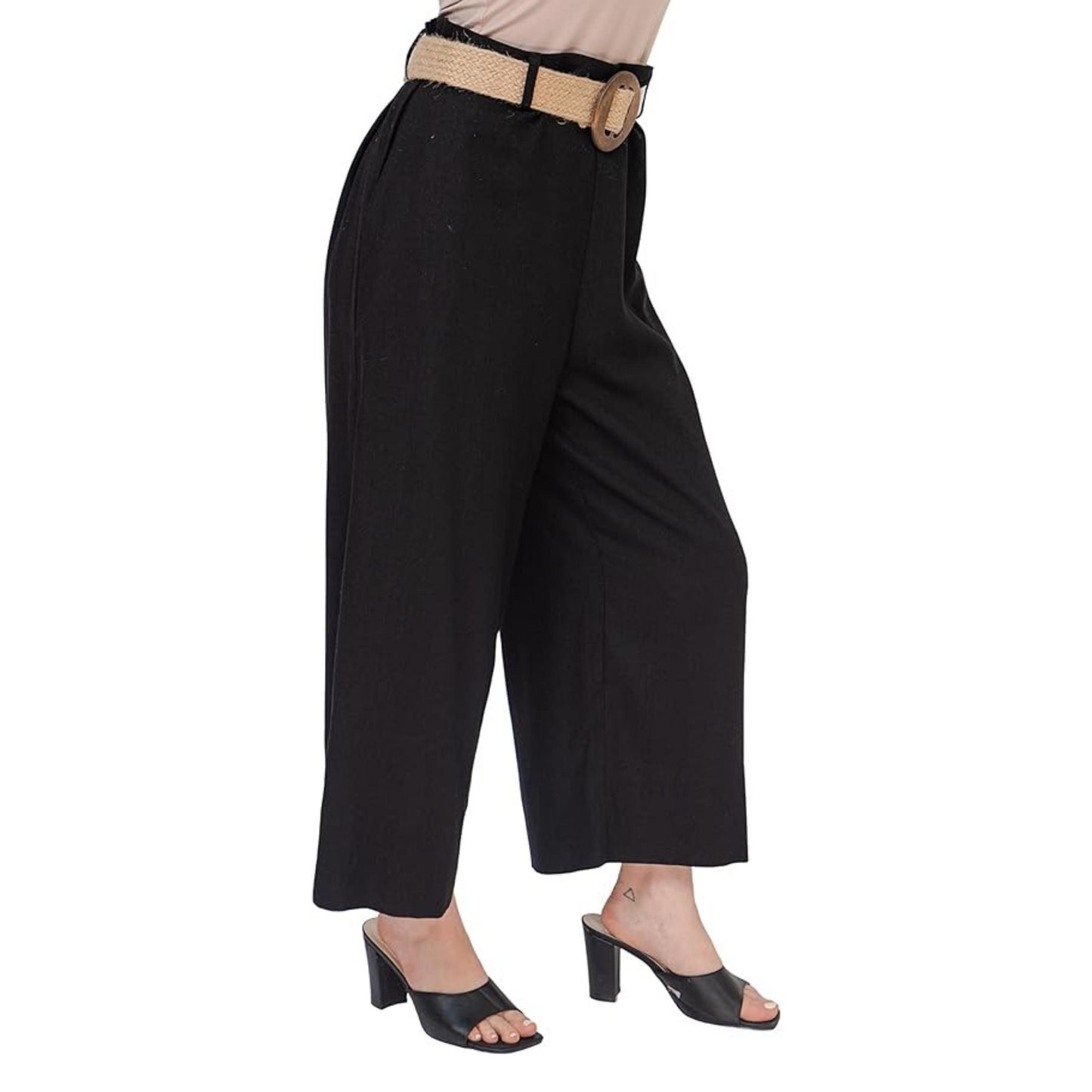 Womens Capris High Waisted Lounge Pants Summer Casual Loose Fitted Capri  Slacks for Women Solid Color Dailywear (4X-Large, Black)