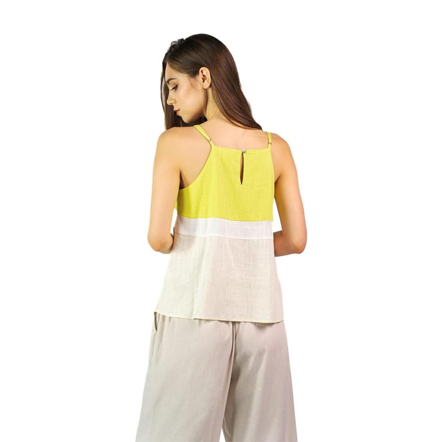 Spaghetti Strap Tank Tops for Women Sleeveless Tops for Womens Square Neck Canary Yellow