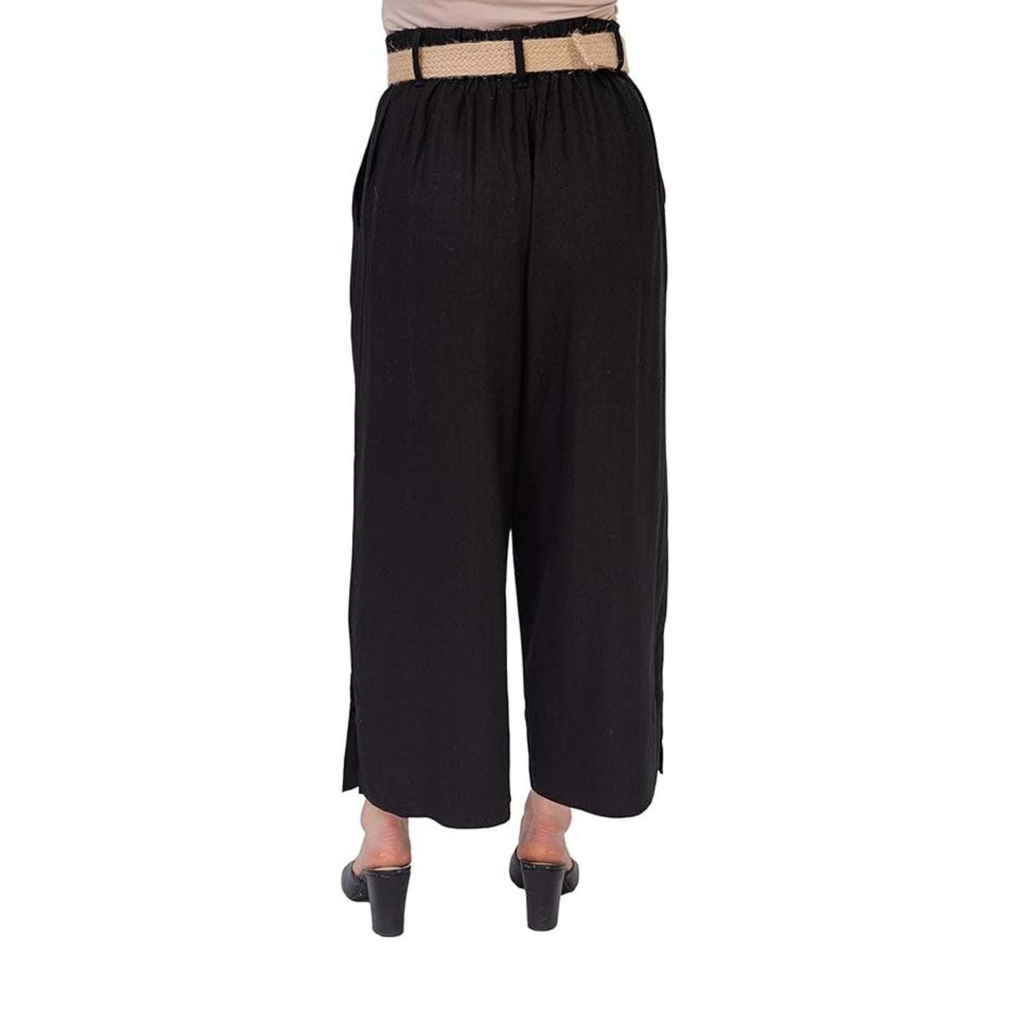 Women's High Waist Belted Wide Leg Pants with Pocket Casual Business Work  Office Palazzo Pants