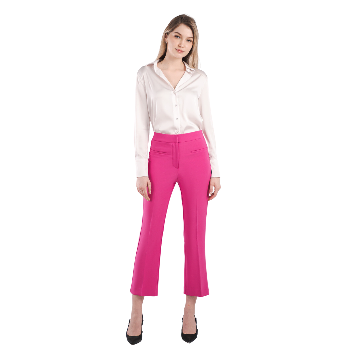 Summer Woven Work Pants High Waisted Casual, Ankled Straight Leg Pants for Business Work Office