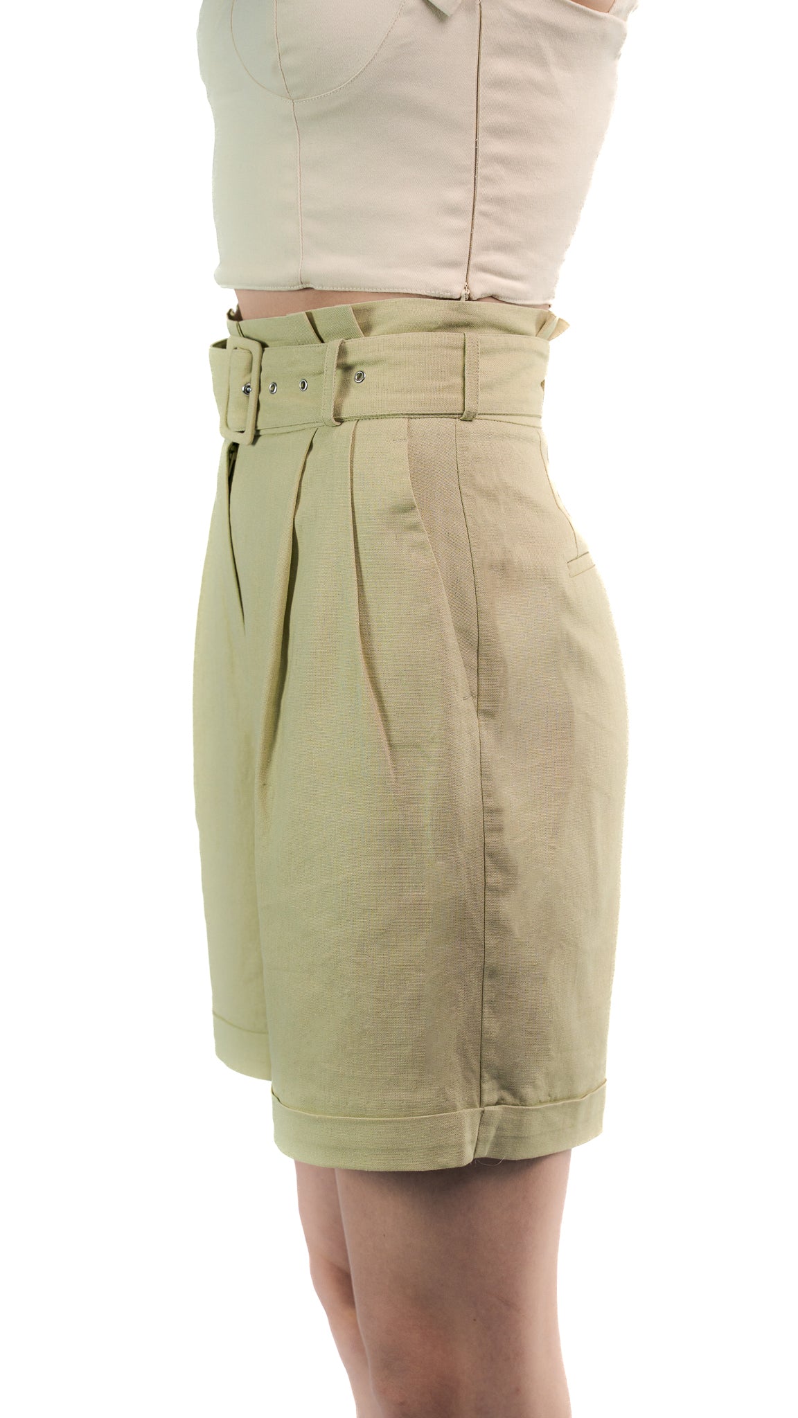 Women's Shorts Summer Casual Dressy Short with Belt and Pockets, Linen Blend